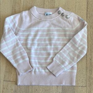 Petit Bateau Striped Pink and White Girl's Sweater